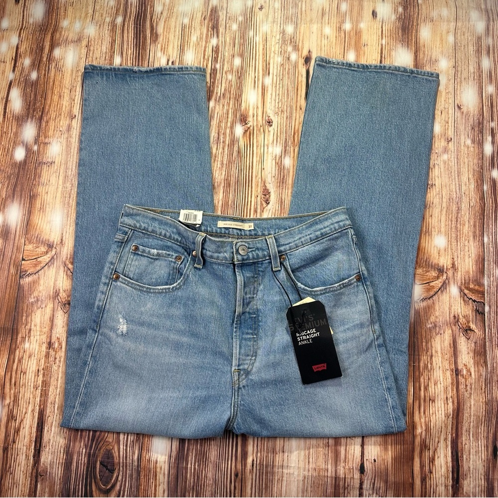 NWT Levi's  Women’s RIBCAGE STRAIGHT Super High Rise Ankle Blue Denim Jeans 31
